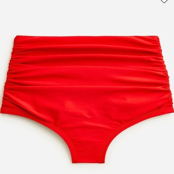 J Crew Ruched high-rise full-coverage bikini bottom in Red sz. XS - Picture 2 of 8